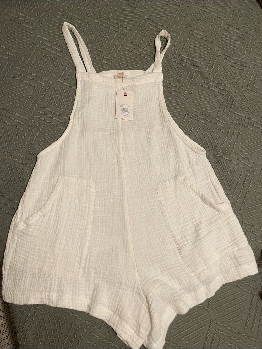 Billabong White Textured Gauze Romper